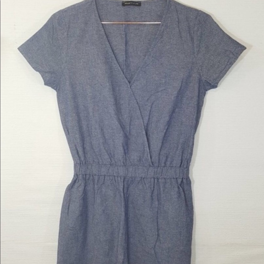 JELLA COUTURE | Chambray denim Romper Small